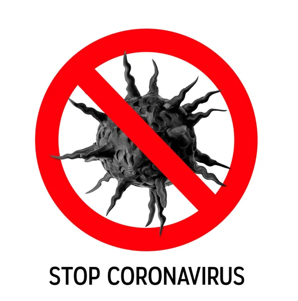 Rotes Verbotsschild Über Dem Coronavirus Stoppt Covid Auf Der Ganzen — Stockfoto