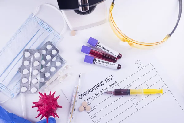 Semple Teste Sangue Laboratório Coronavirus 2019 Ncov Conceito Ainda Vida — Fotografia de Stock