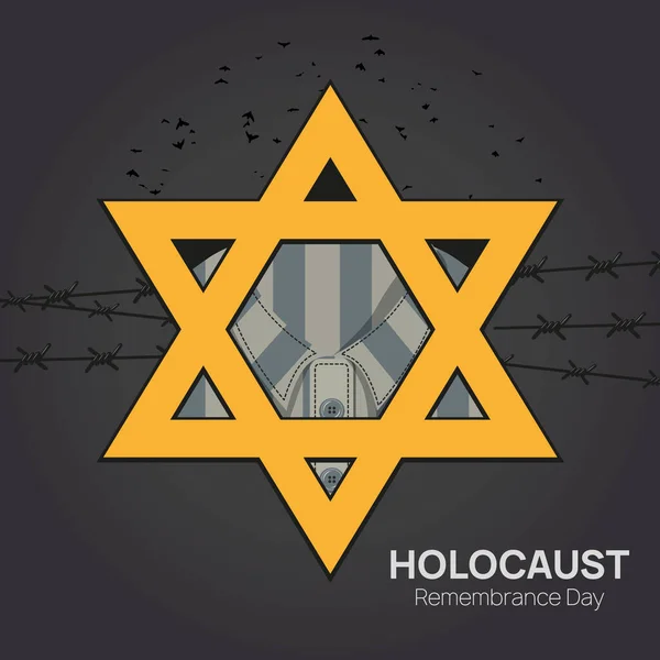 Vzpomínkový Den Holocaustu Ledna Šablony Žlutá Židovská Hvězda Davidova Pruhované — Stockový vektor