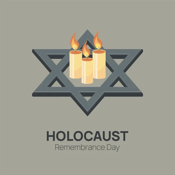Vzpomínkový Den Holocaustu Ledna Šablony Židovská Hvězda Davidova Tři Svíčky — Stockový vektor