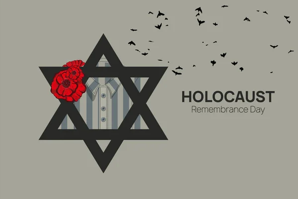 Vzpomínkový Den Holocaustu Ledna Šablony Židovská Hvězda Davidova Pruhované Roucho — Stockový vektor