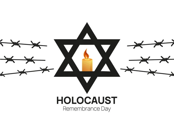 Vzpomínkový Den Holocaustu Ledna Šablony Židovská Hvězda Davidova Tři Svíčky — Stockový vektor