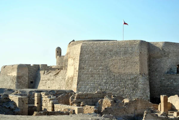Bahrain National Castle Sunny Day Qal Bahrain Fort — Stock Photo, Image