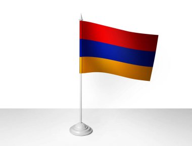 Ermenistan bayrağı beyaz arkaplan sallıyor, 3D görüntüleme