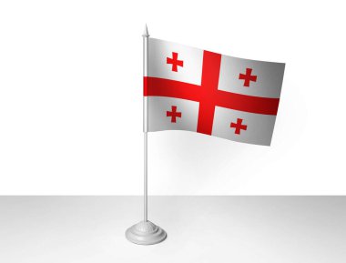 Gürcistan bayrağı beyaz arkaplan, 3D görüntüleme