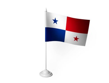 Panama bayrağı beyaz arkaplan, 3D görüntüleme