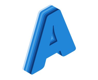 A harfi 3 boyutlu, izole edilmiş beyaz arkaplan