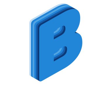 B 3D harfi izole edilmiş beyaz arkaplan