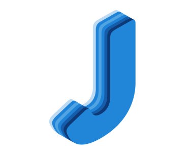 J 3D harfi izole edilmiş beyaz arkaplan