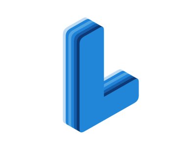 L 3D harfi izole edilmiş beyaz arkaplan