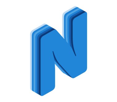 N3D harfi izole edilmiş beyaz arkaplan