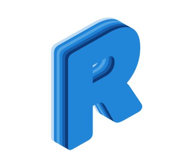 R 3D harfi izole edilmiş beyaz arkaplan