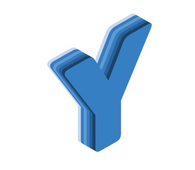 Y 3D harfi izole edilmiş beyaz arkaplan