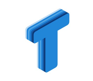 T 3D harfi izole edilmiş beyaz arkaplan