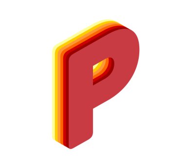 P 3D harfi izole edilmiş beyaz arkaplan