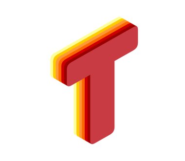 T 3D harfi izole edilmiş beyaz arkaplan