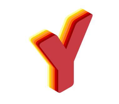 Y 3D harfi izole edilmiş beyaz arkaplan