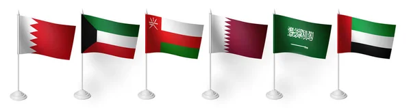 Bandeiras Conselho Cooperação Golfo Acenando Fundo Branco Renderização — Fotografia de Stock