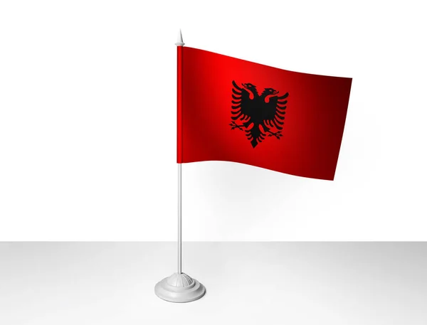 Albania Flagga Viftande Vit Bakgrund Rendering — Stockfoto