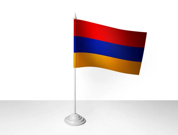 Armenia Flagga Viftande Vit Bakgrund Rendering — Stockfoto