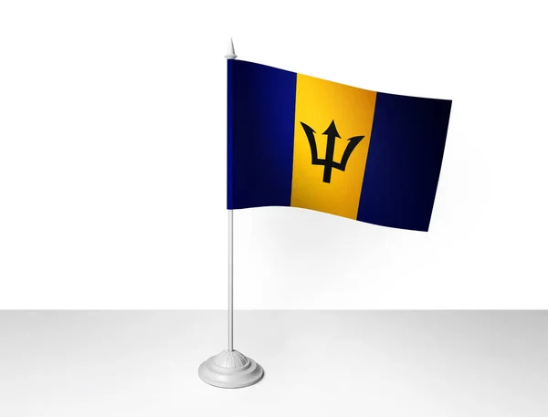 Bandeira Barbados Acenando Fundo Branco Renderização — Fotografia de Stock