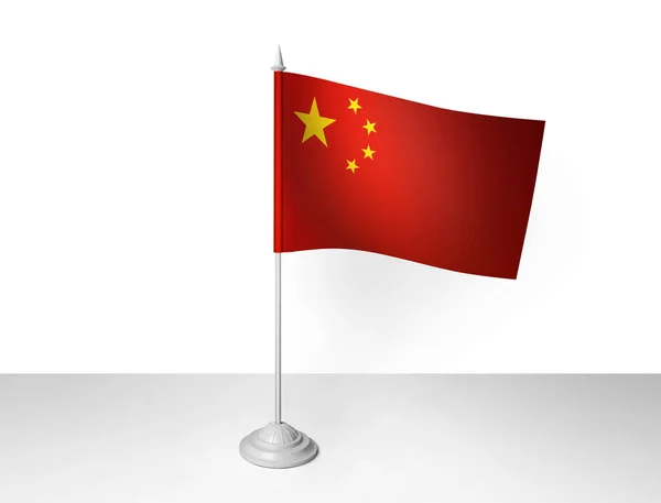 China Flag Waving White Background Rendering — Stock Photo, Image