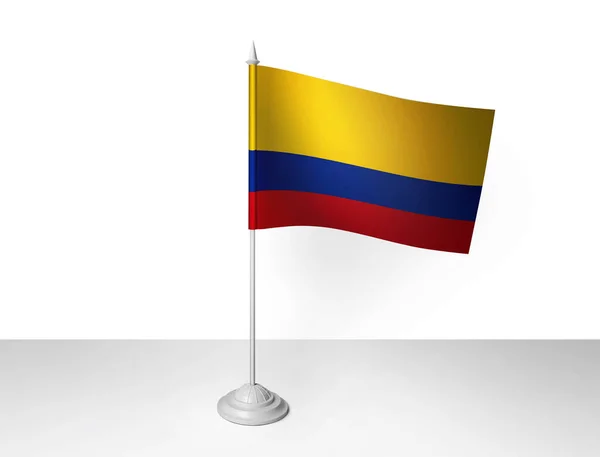 Kolumbijska Flaga Machająca Białym Tłem Renderowanie — Zdjęcie stockowe