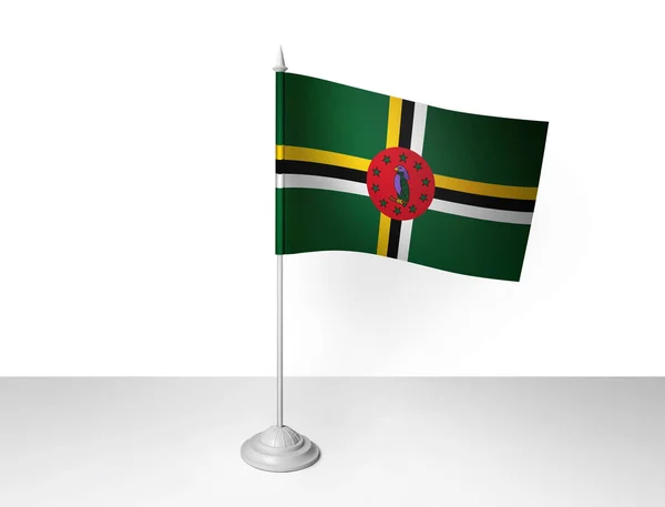 Bandeira Dominica Acenando Fundo Branco Renderização — Fotografia de Stock