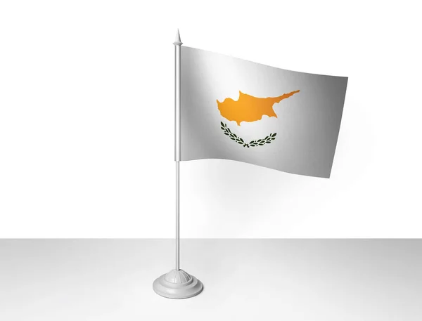 Cyprus标志挥动白色背景 3D渲染 — 图库照片