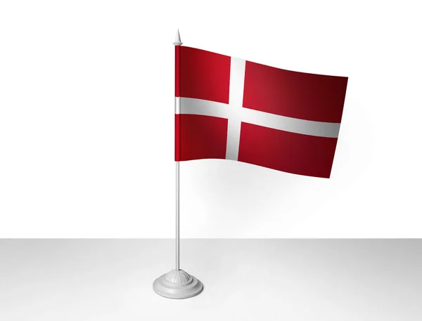 Bandeira Denmark Acenando Fundo Branco Renderização — Fotografia de Stock