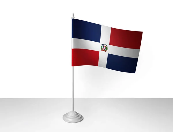 Dominikánská Republika Vlajka Mávající Bílým Pozadím Vykreslování — Stock fotografie