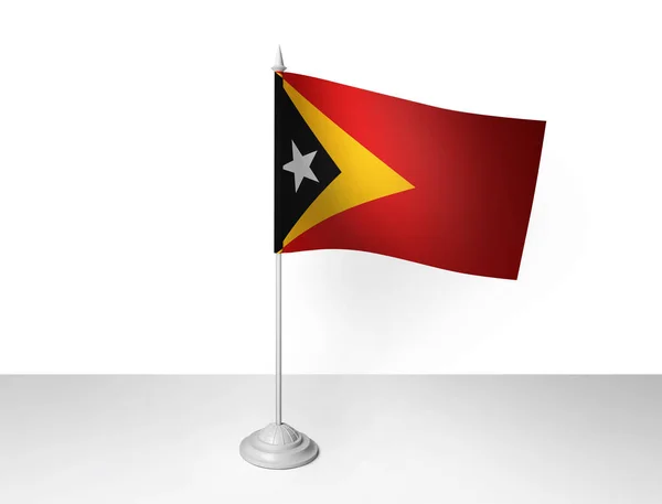 Bandeira Timor Leste Acenando Fundo Branco Renderização — Fotografia de Stock