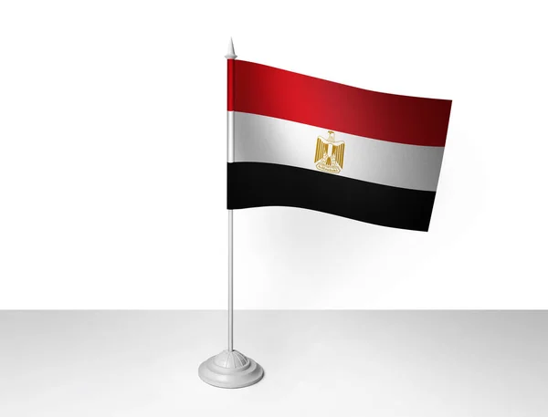 Egypt Flagga Viftande Vit Bakgrund Rendering — Stockfoto