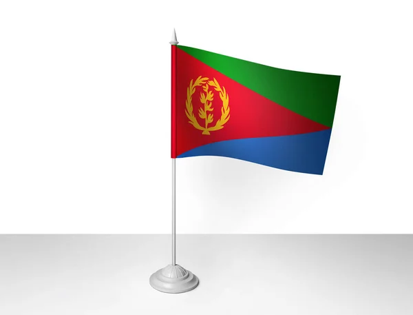 Eritrea Flagga Viftande Vit Bakgrund Rendering — Stockfoto