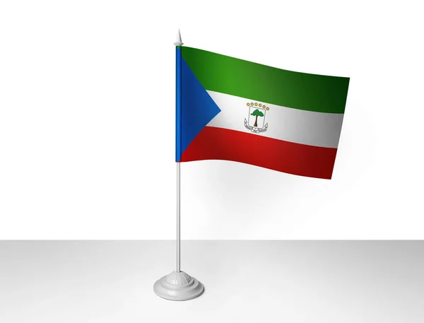 赤道几内亚国旗挥动白色背景 3D渲染 — 图库照片
