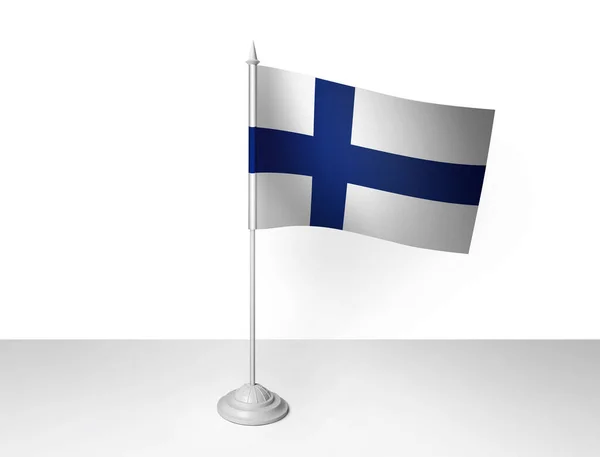 Флаг Финляндии Белом Фоне Рендеринг — стоковое фото