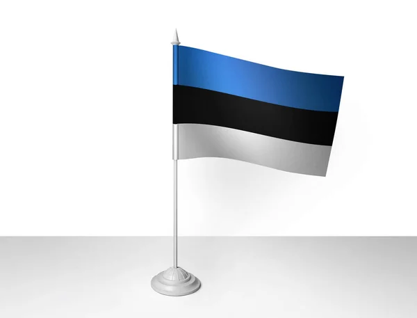 Estonia Vlag Zwaaien Witte Achtergrond Rendering — Stockfoto