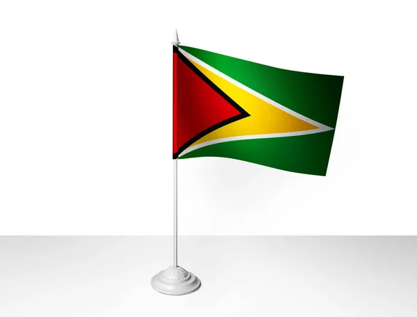 Bandeira Guiana Acenando Fundo Branco Renderização — Fotografia de Stock