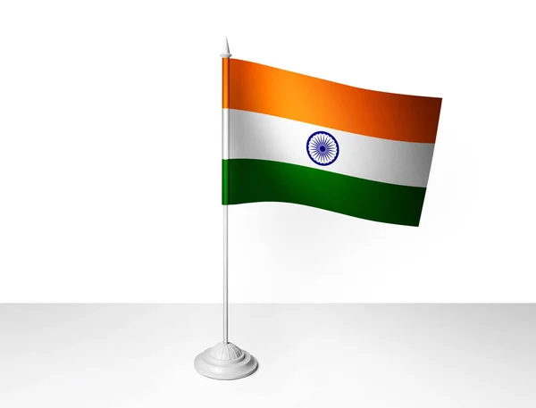 Indien Flagge Schwenkt Weißen Hintergrund Rendering — Stockfoto