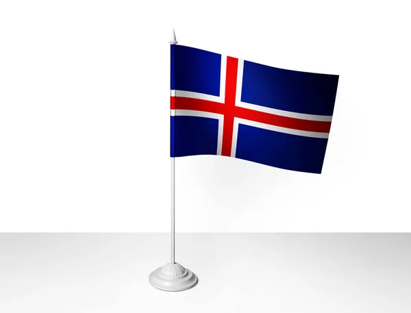 Bandera Iceland Ondeando Fondo Blanco Representación —  Fotos de Stock