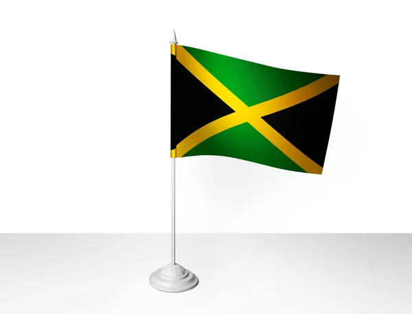 Drapeau Jamaica Agitant Fond Blanc Rendu — Photo