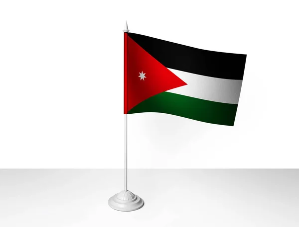 Jordan Vlag Zwaaien Witte Achtergrond Rendering — Stockfoto