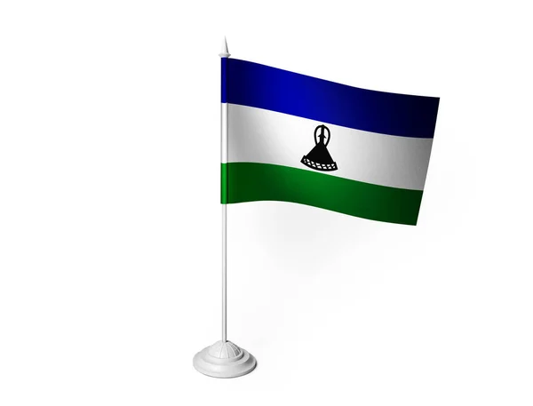 Drapeau Lesotho Agitant Fond Blanc Rendu — Photo