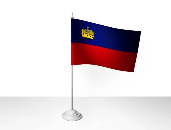 Liechtenstein Flagge Weht Weißer Hintergrund Rendering — Stockfoto