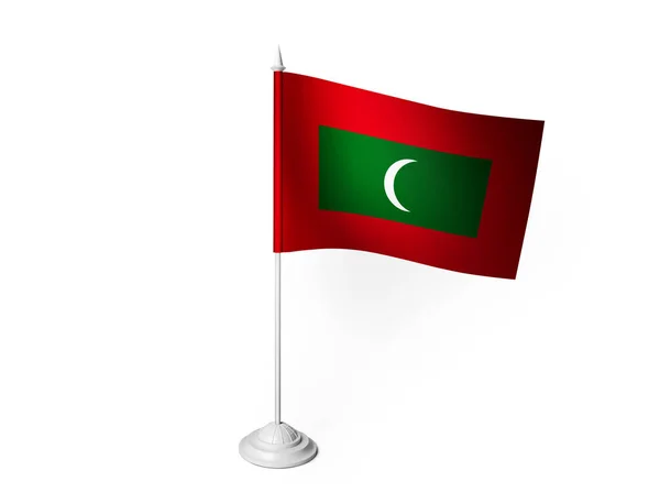 Malediven Vlag Zwaaien Witte Achtergrond Rendering — Stockfoto