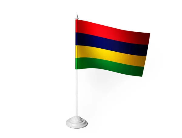 Bandeira Mauritius Acenando Fundo Branco Renderização — Fotografia de Stock