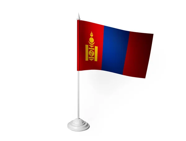 Mongolia Flagga Viftande Vit Bakgrund Rendering — Stockfoto