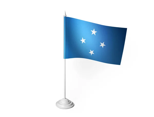 Micronesia Vlag Zwaaiende Witte Achtergrond Rendering — Stockfoto