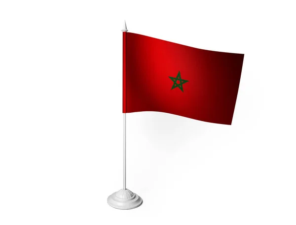 Morocco Vlag Zwaaiende Witte Achtergrond Rendering — Stockfoto