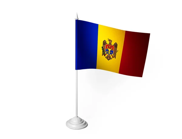 Moldova Flagga Viftande Vit Bakgrund Rendering — Stockfoto